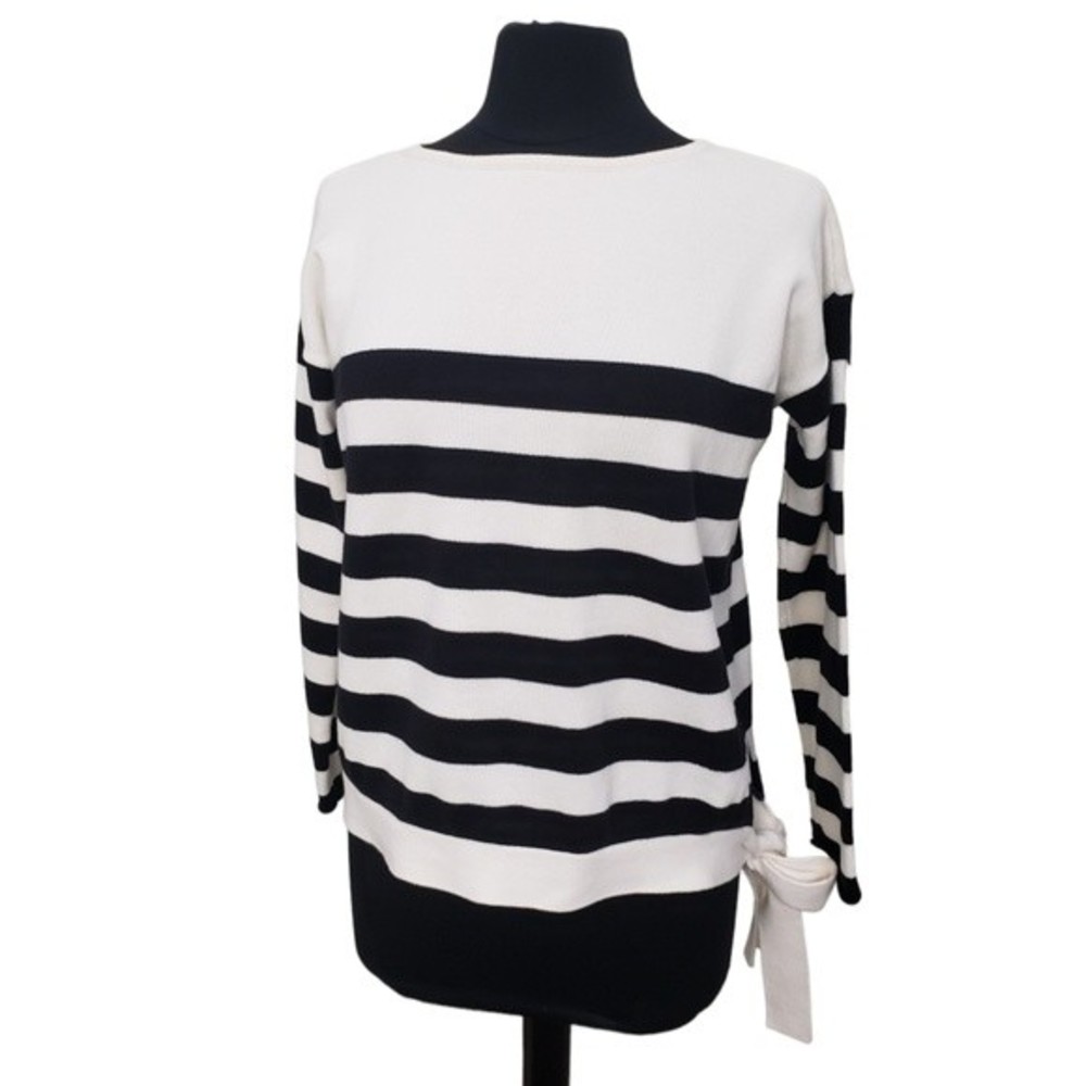 Ann Taylor Factory women's white/ off white sweater with black stripes